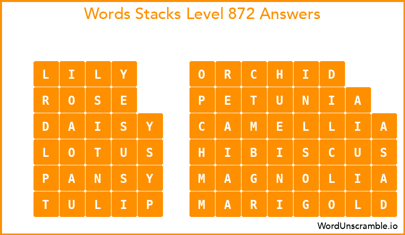 Word Stacks Level 872 Answers