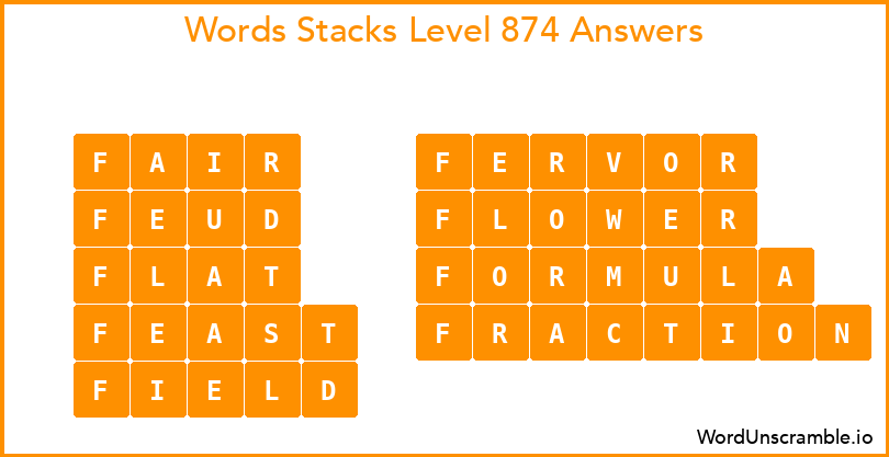 Word Stacks Level 874 Answers