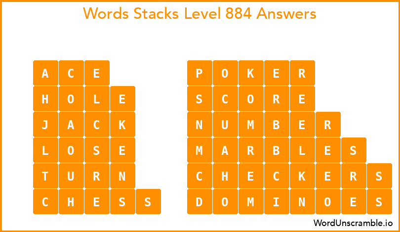 Word Stacks Level 884 Answers