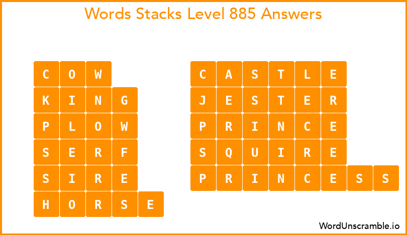 Word Stacks Level 885 Answers