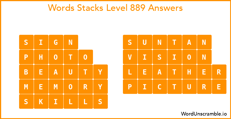 Word Stacks Level 889 Answers