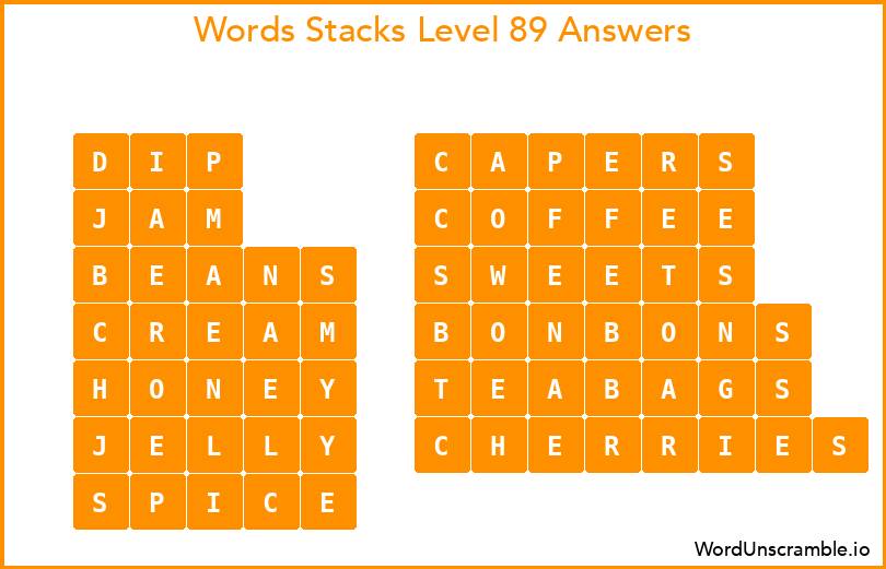 Word Stacks Level 89 Answers