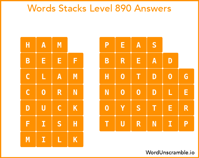 Word Stacks Level 890 Answers