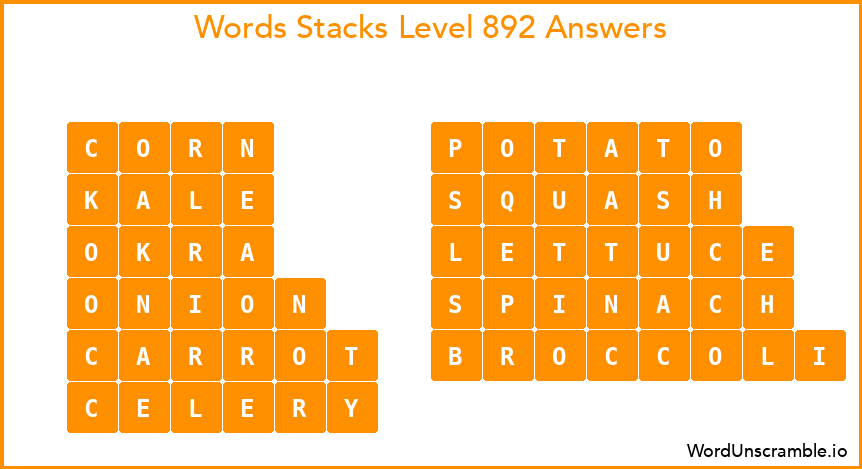 Word Stacks Level 892 Answers