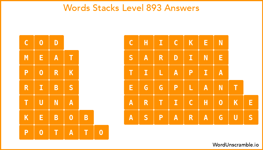 Word Stacks Level 893 Answers