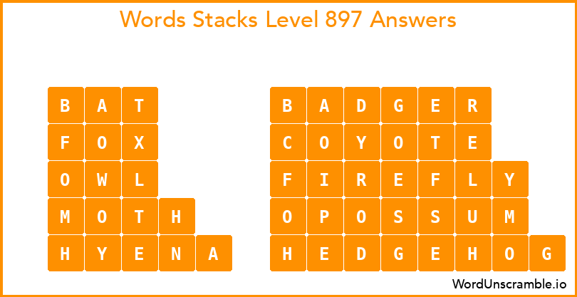 Word Stacks Level 897 Answers