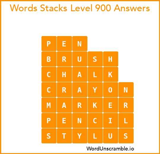 Word Stacks Level 900 Answers