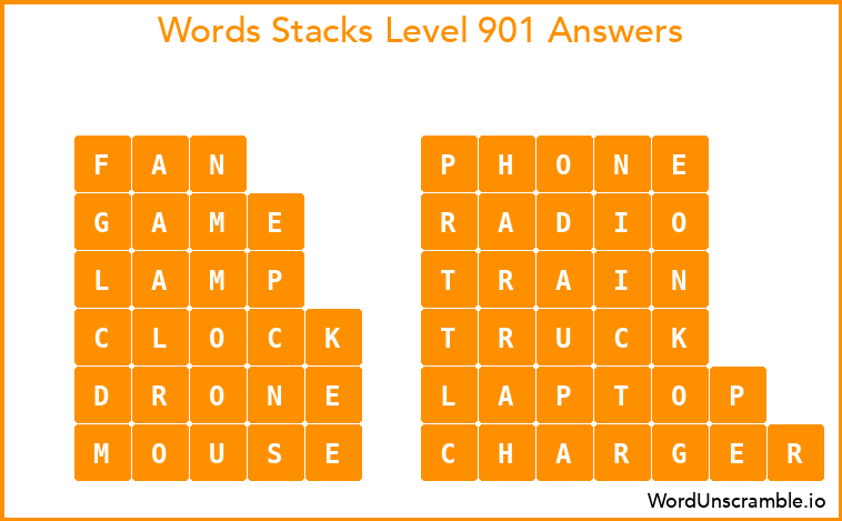 Word Stacks Level 901 Answers