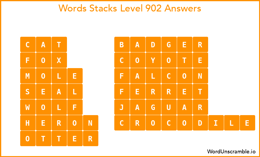 Word Stacks Level 902 Answers