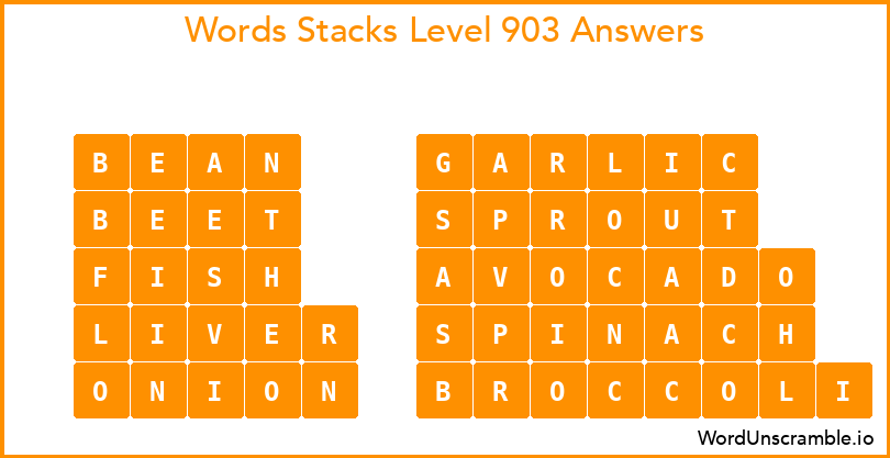 Word Stacks Level 903 Answers