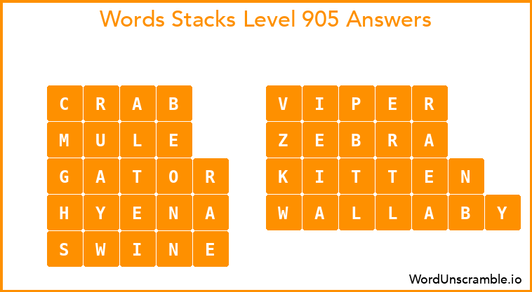 Word Stacks Level 905 Answers