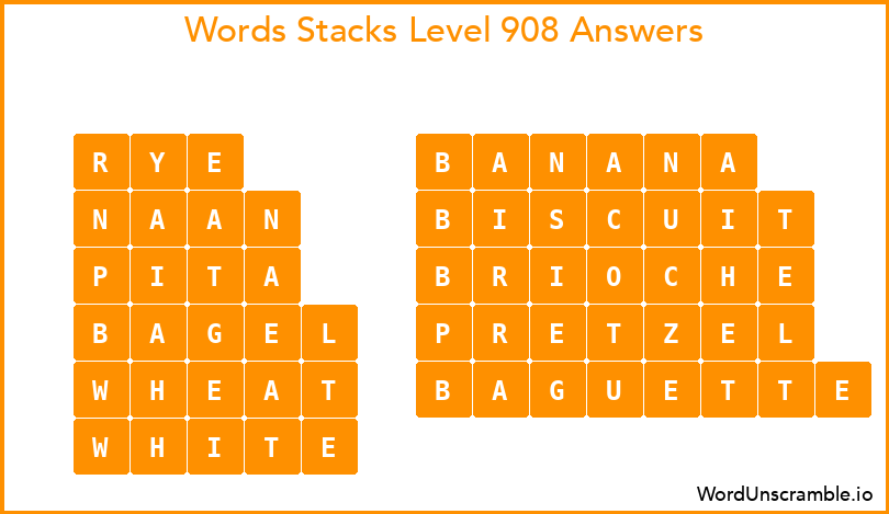 Word Stacks Level 908 Answers