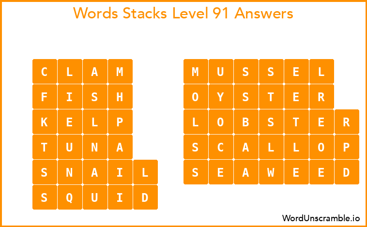 Word Stacks Level 91 Answers