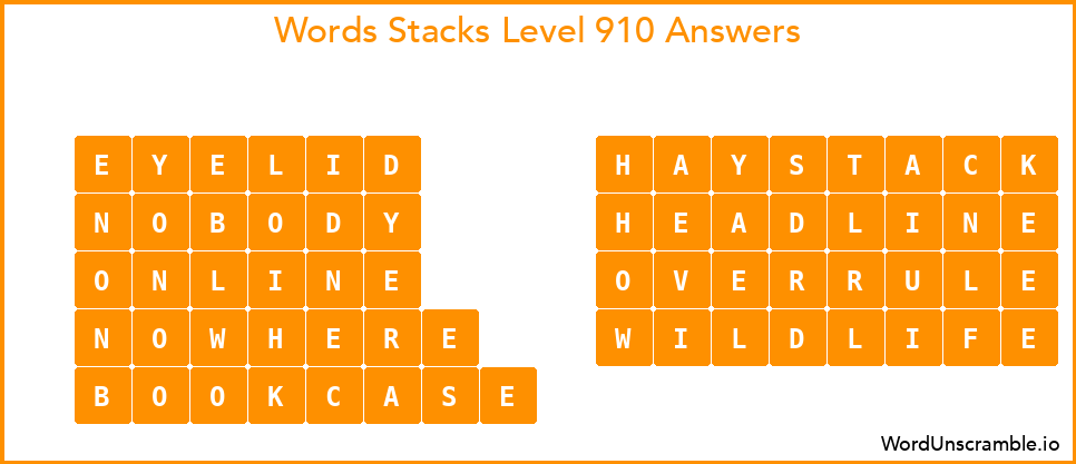 Word Stacks Level 910 Answers