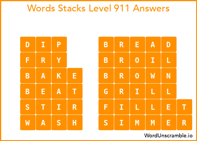 Word Stacks Level 911 Answers