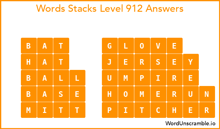 Word Stacks Level 912 Answers