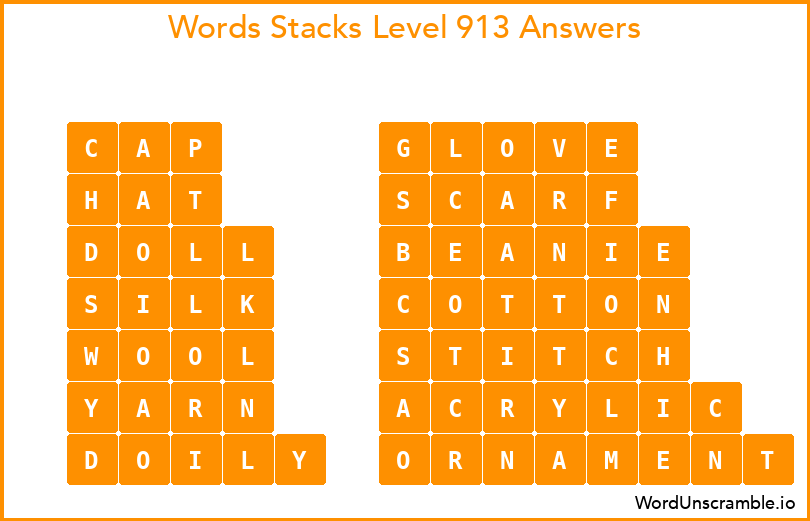 Word Stacks Level 913 Answers