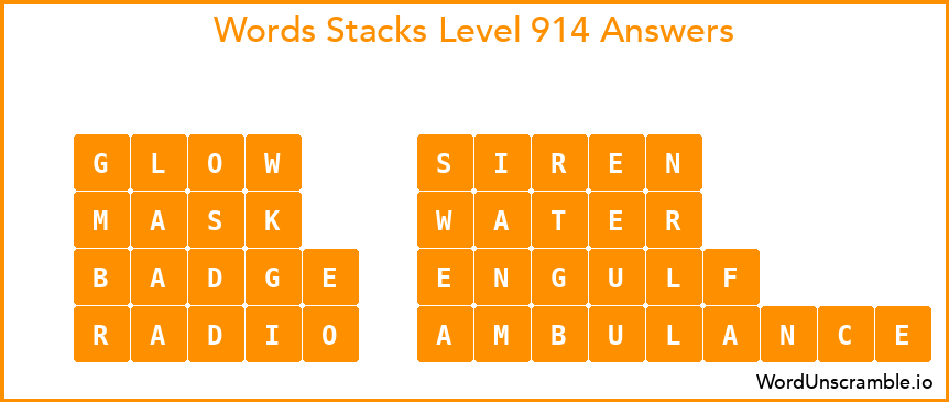 Word Stacks Level 914 Answers