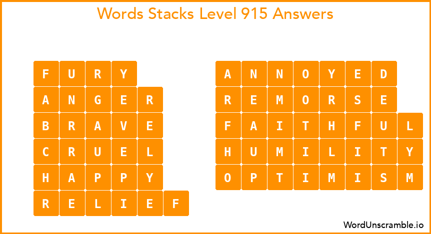 Word Stacks Level 915 Answers