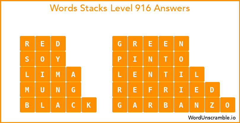 Word Stacks Level 916 Answers