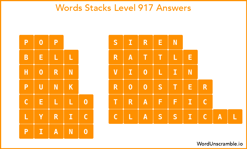Word Stacks Level 917 Answers