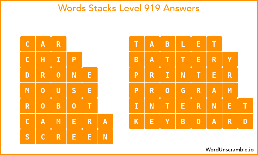 Word Stacks Level 919 Answers