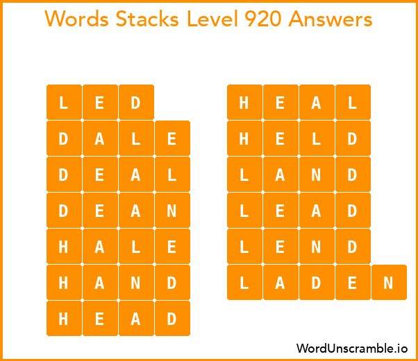 Word Stacks Level 920 Answers