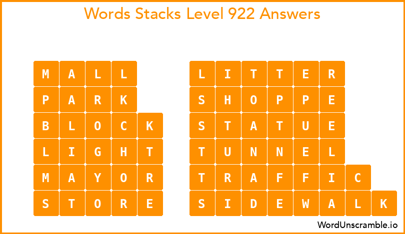 Word Stacks Level 922 Answers
