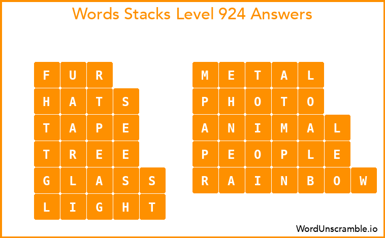 Word Stacks Level 924 Answers