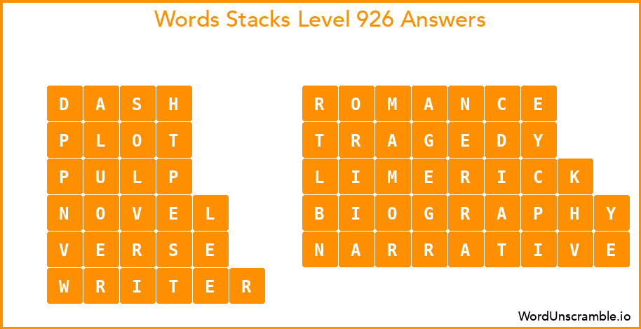 Word Stacks Level 926 Answers
