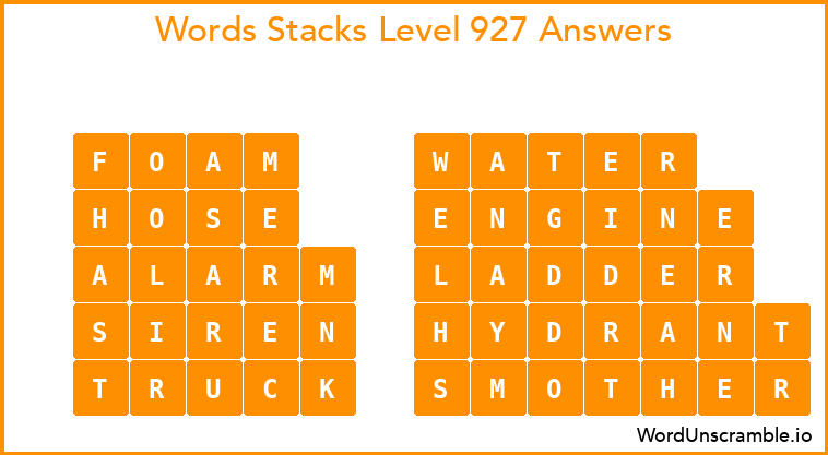 Word Stacks Level 927 Answers