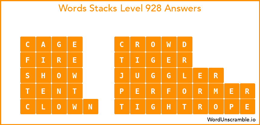 Word Stacks Level 928 Answers