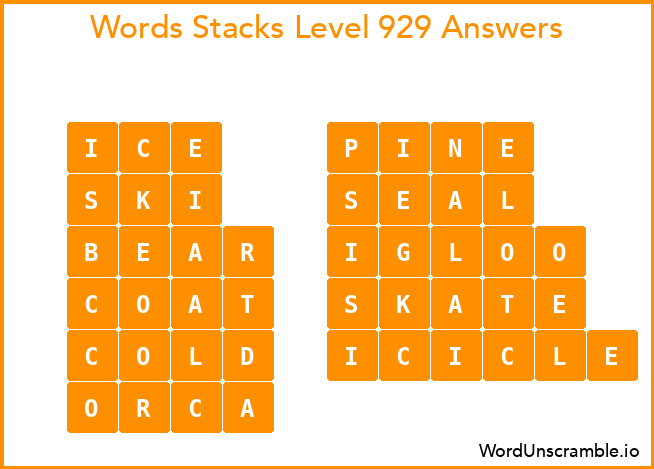 Word Stacks Level 929 Answers