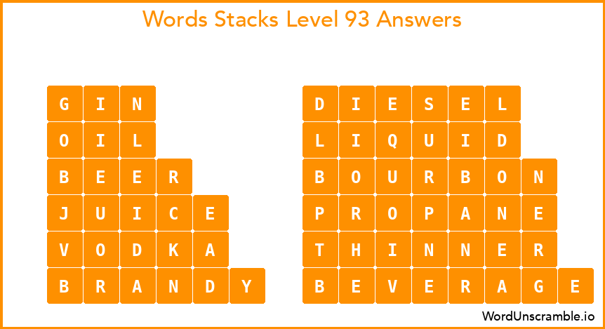 Word Stacks Level 93 Answers