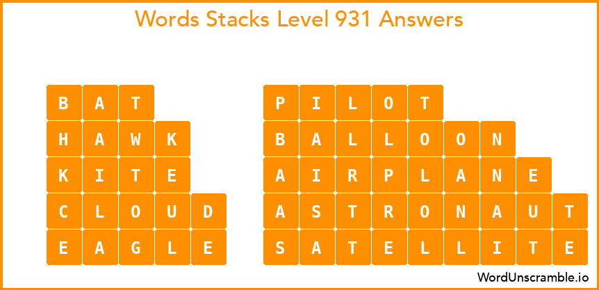 Word Stacks Level 931 Answers