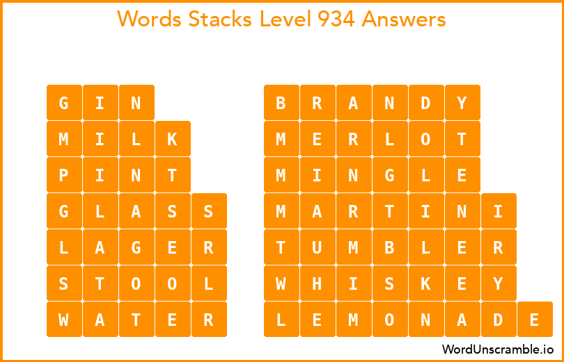 Word Stacks Level 934 Answers