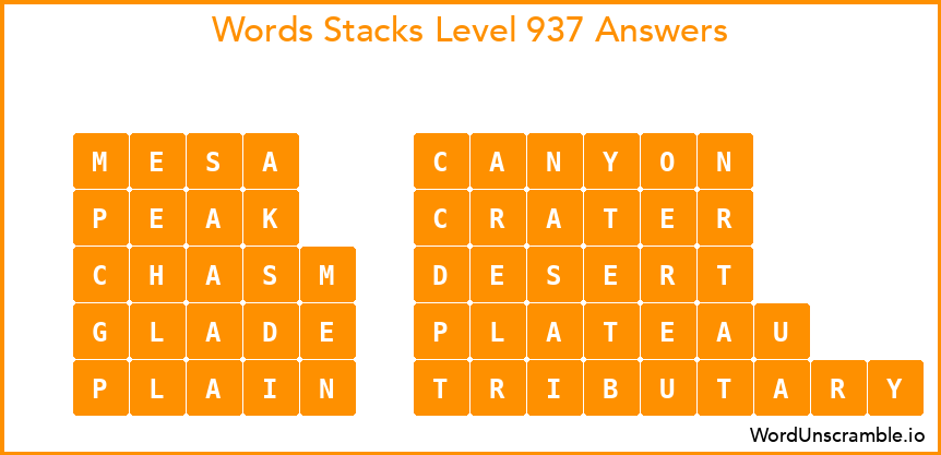 Word Stacks Level 937 Answers