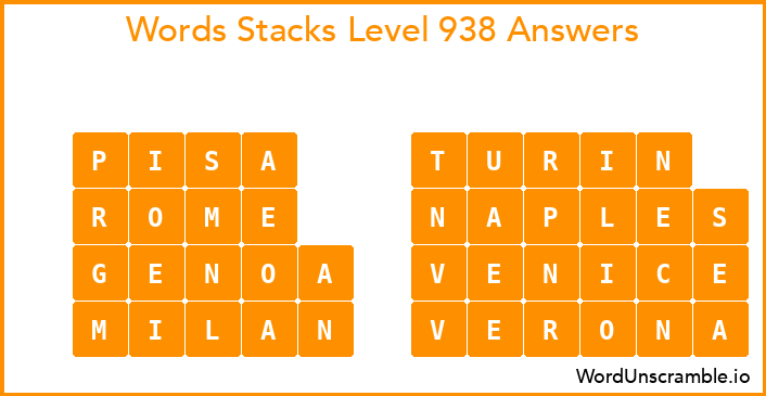 Word Stacks Level 938 Answers