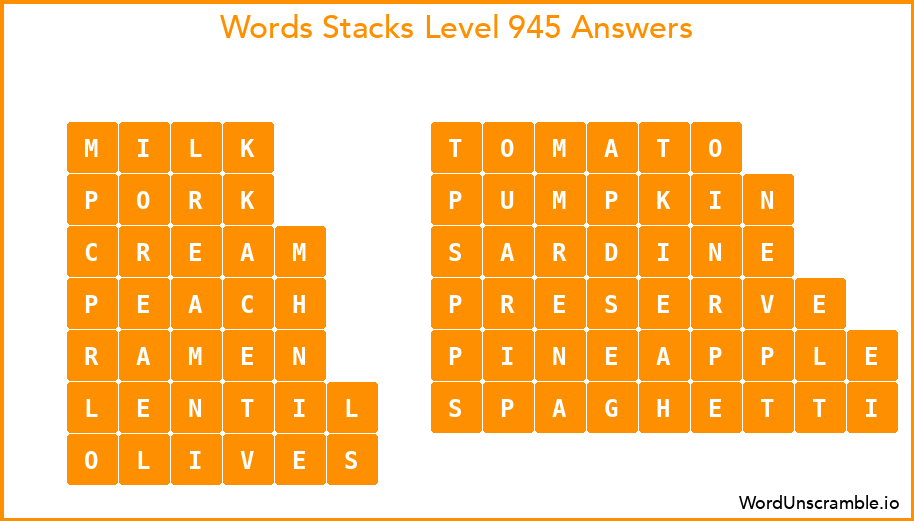 Word Stacks Level 945 Answers