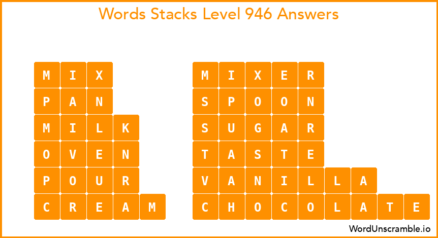Word Stacks Level 946 Answers