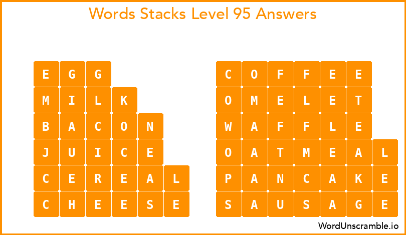 Word Stacks Level 95 Answers