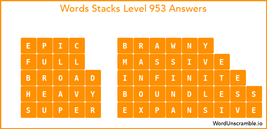 Word Stacks Level 953 Answers