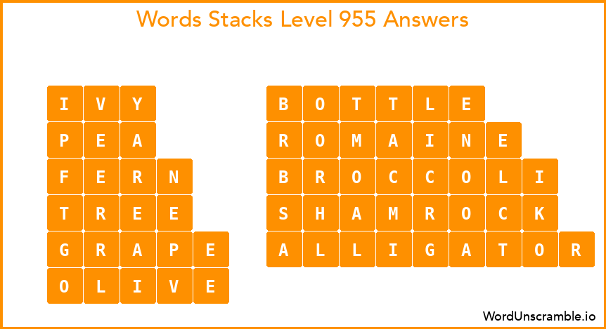 Word Stacks Level 955 Answers