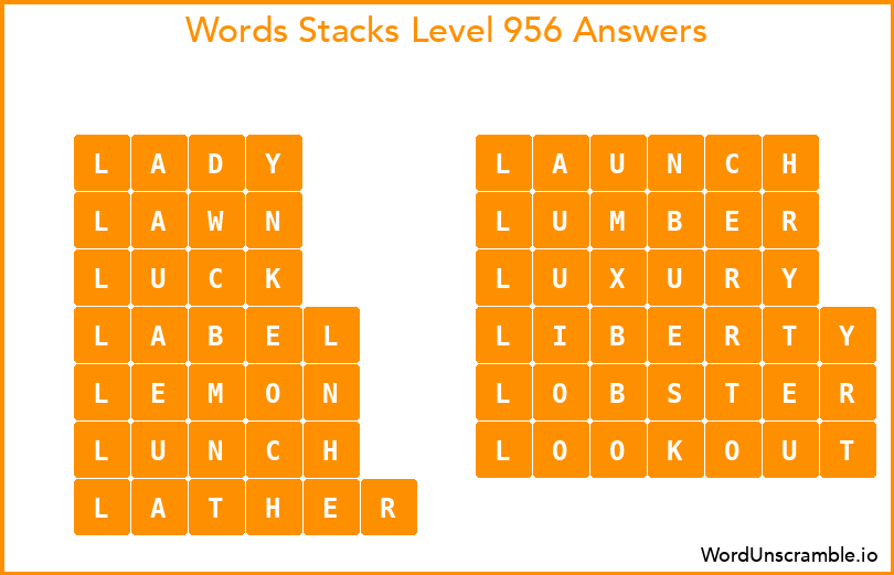 Word Stacks Level 956 Answers