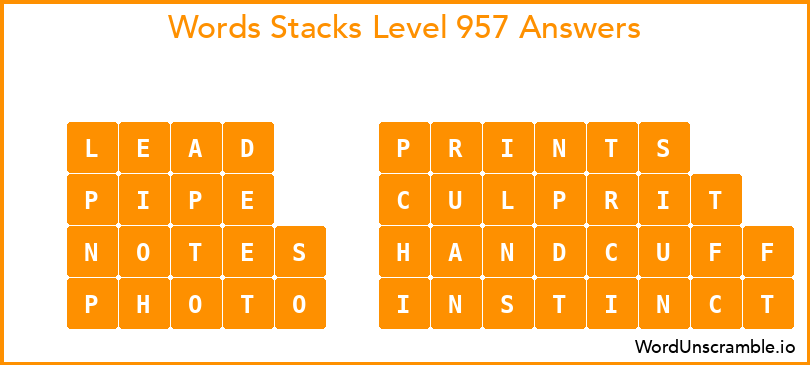 Word Stacks Level 957 Answers