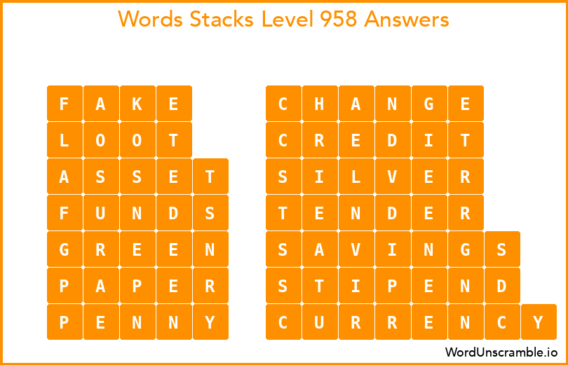 Word Stacks Level 958 Answers