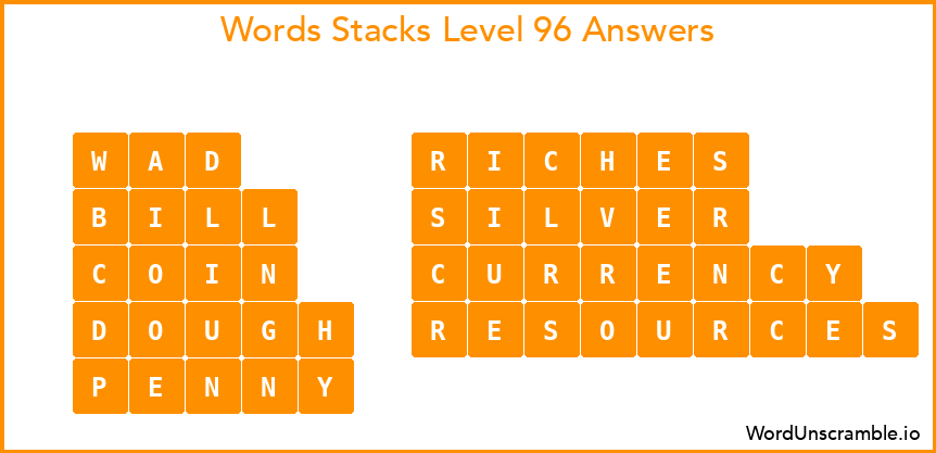 Word Stacks Level 96 Answers