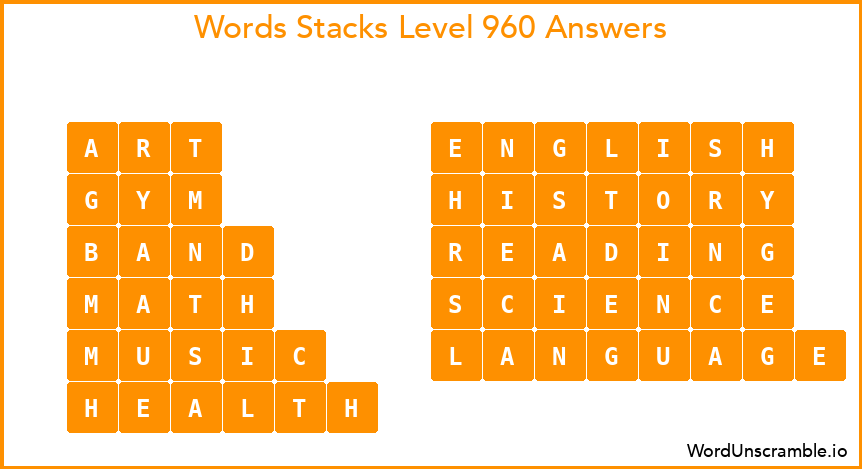 Word Stacks Level 960 Answers