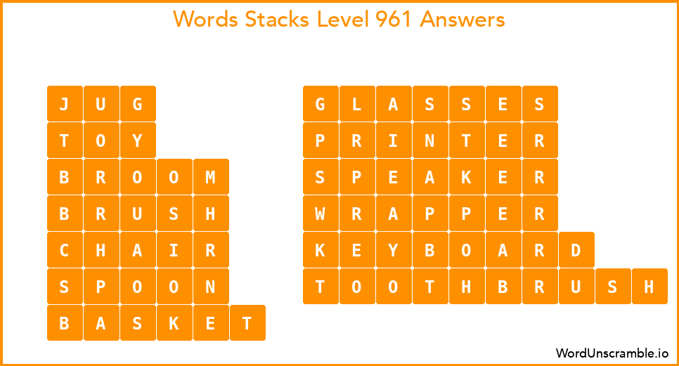 Word Stacks Level 961 Answers