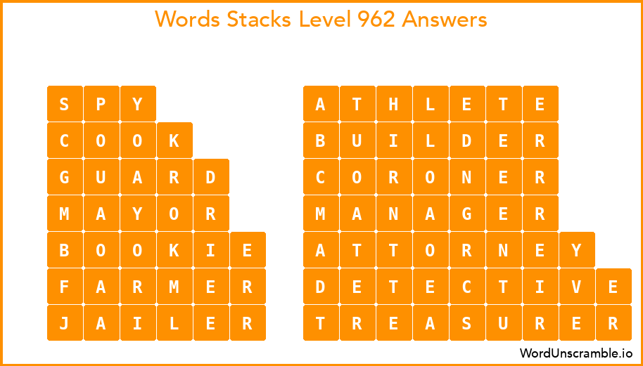 Word Stacks Level 962 Answers